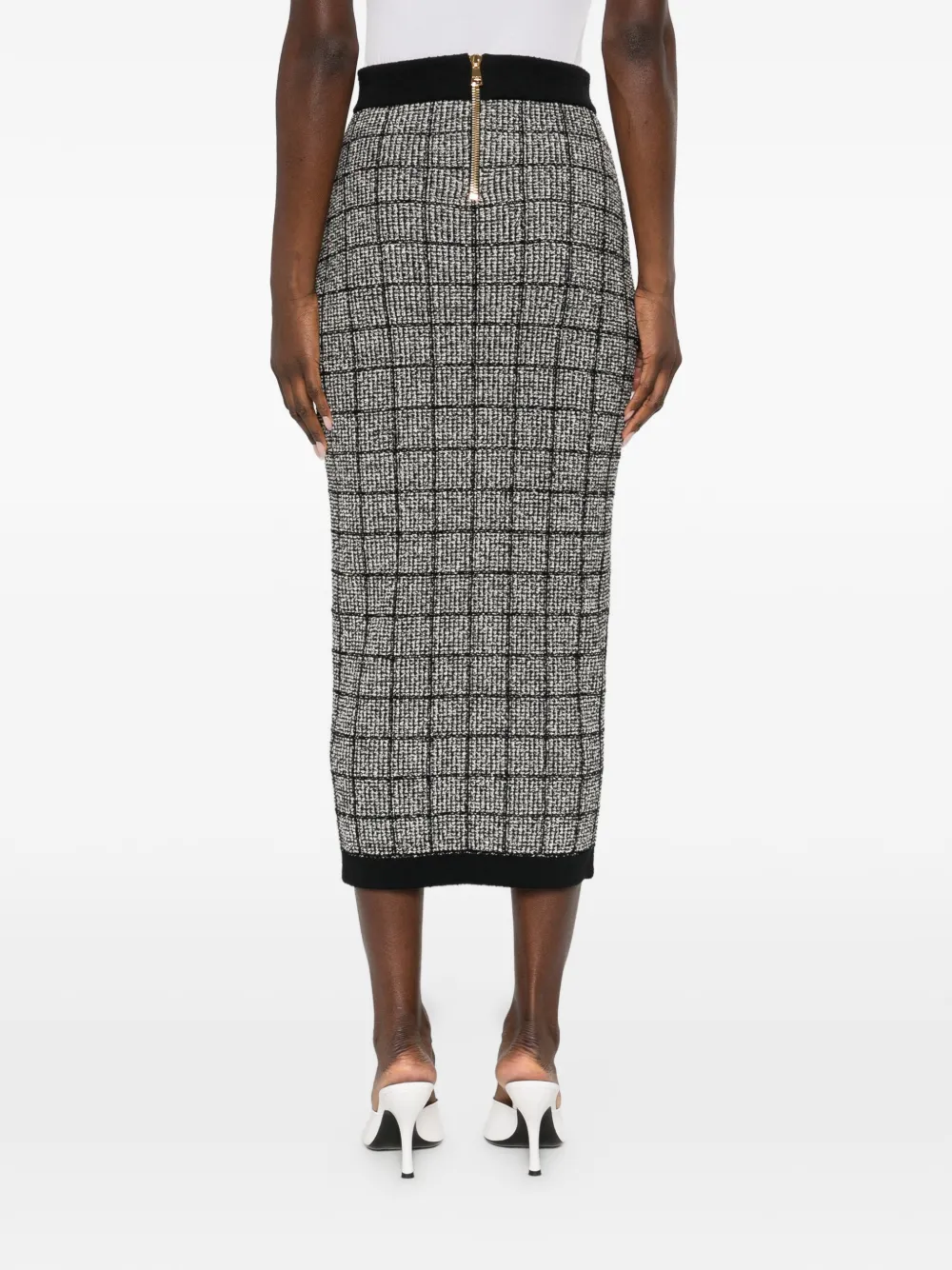 Balmain Geruite midi-rok Grijs