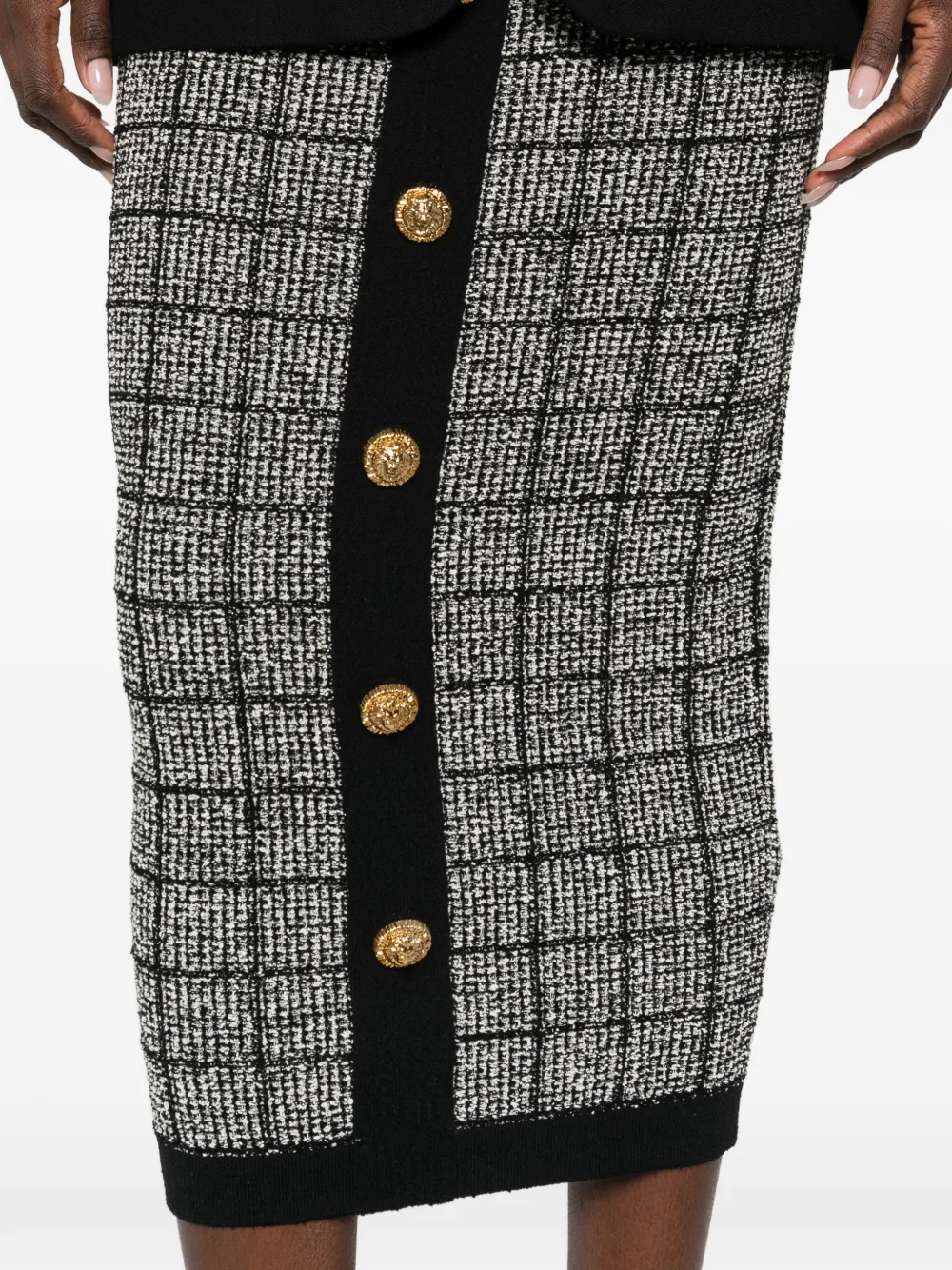 Balmain Geruite midi-rok Grijs