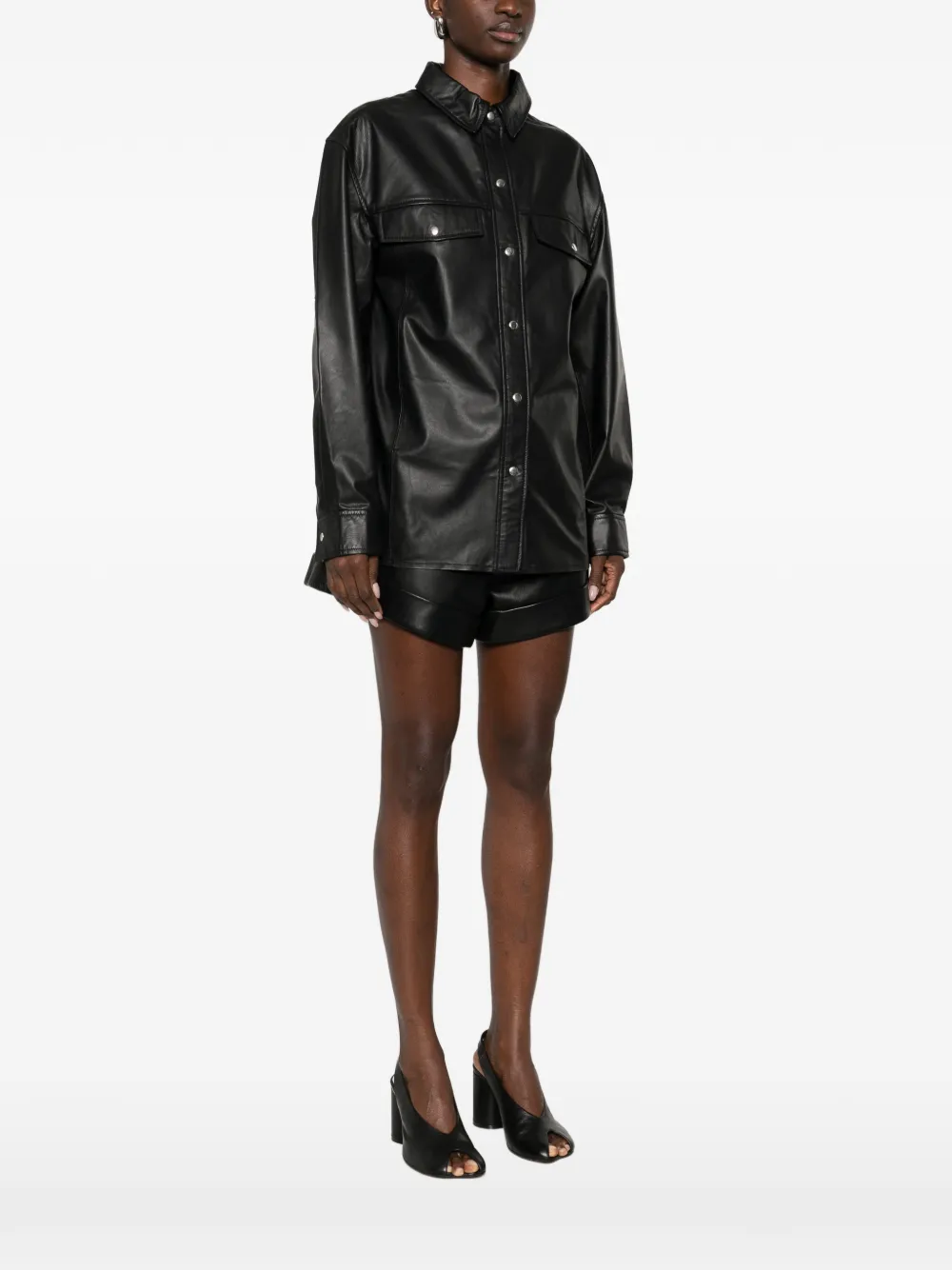  Iro Cabana Pocket Leather Shirt - Black 