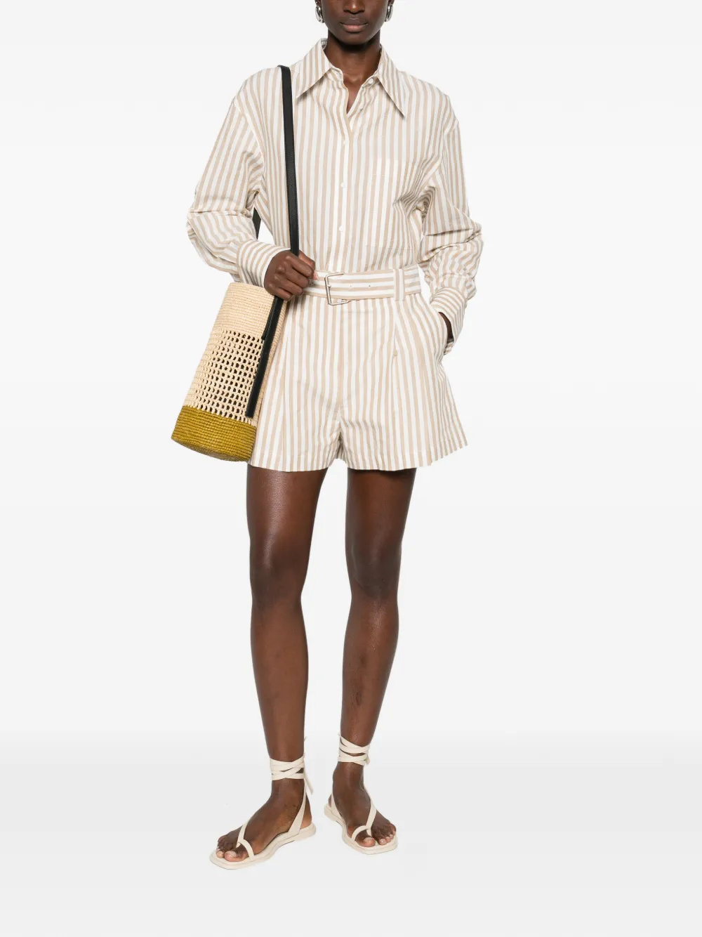 IRO Anemone striped belted shorts - Wit