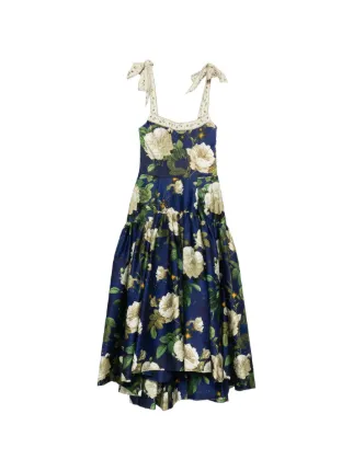 Alice + Olivia Rosalee Floral tie-strap Midi Dress | Blue