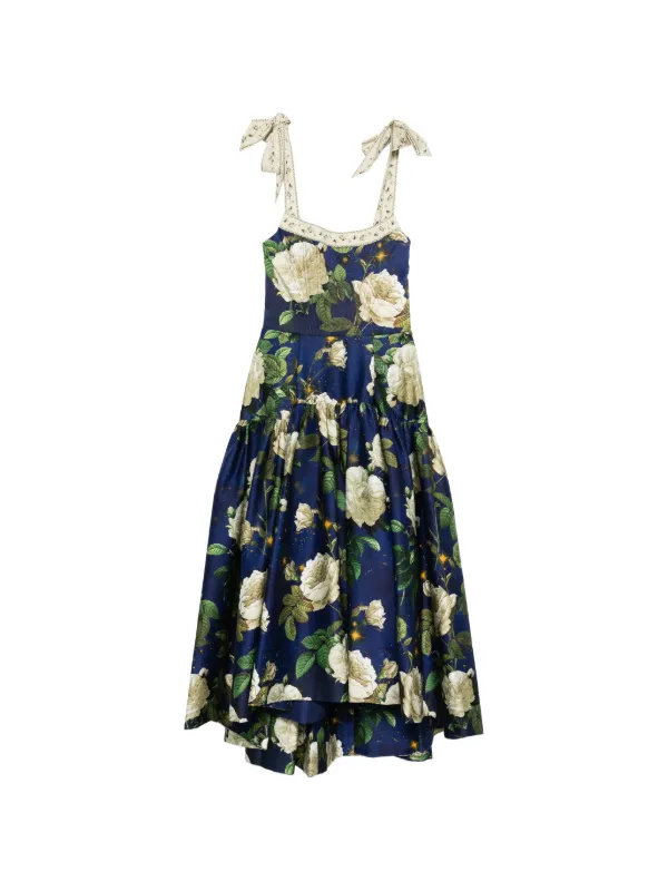 alice and olivia blue floral dress Alice and Olivia Blue Floral Midi Dress by Alice & Olivia