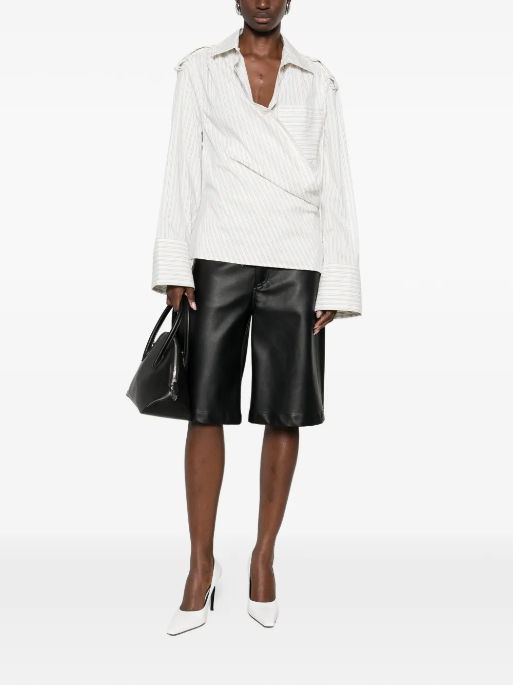 IRO Lace striped pocket shirt - Beige