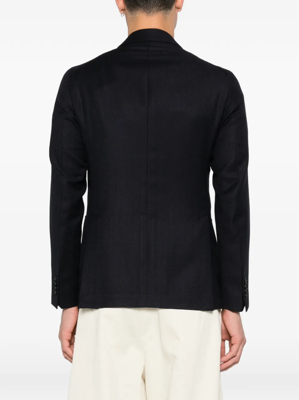 Double-Breasted Herringbone Blazer