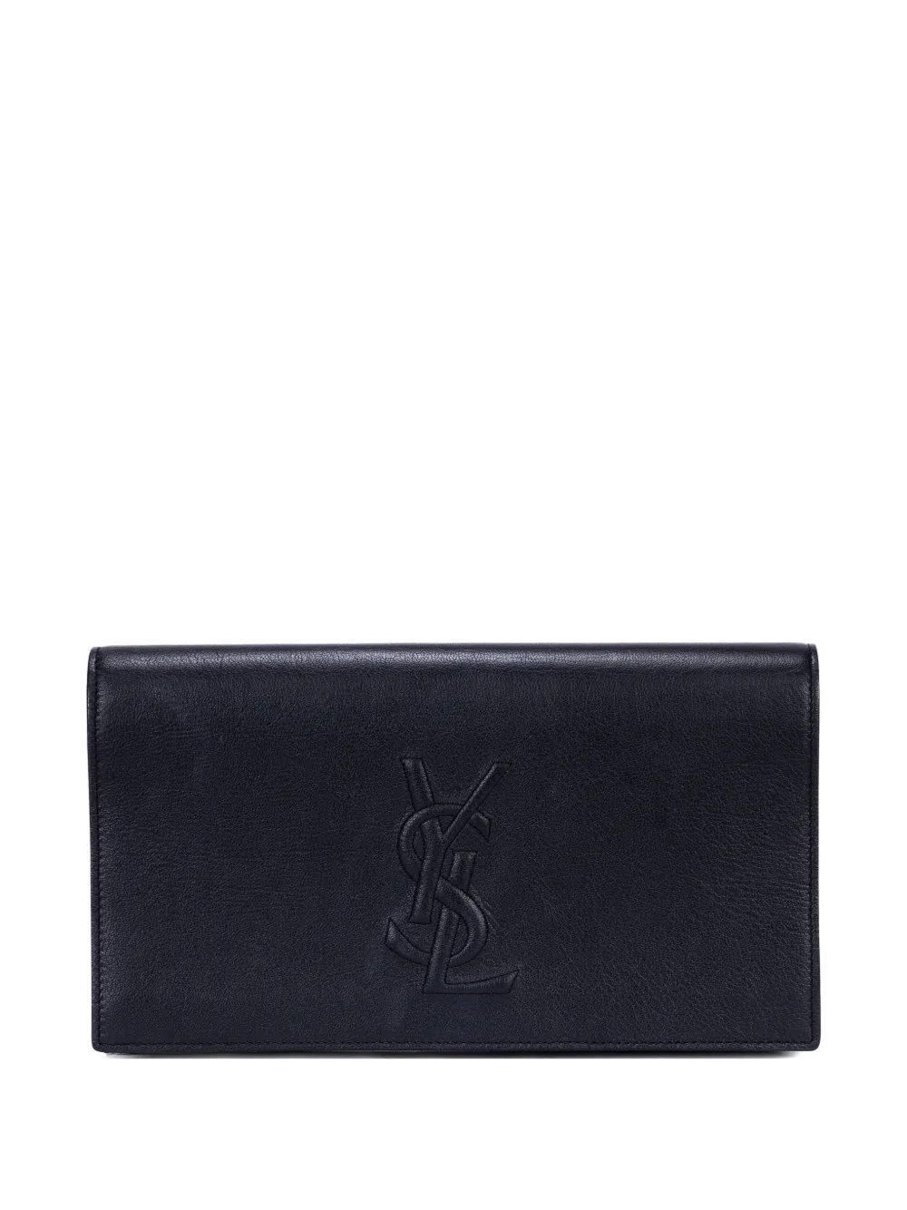 Saint Laurent Pre-Owned Clutch grande con logo goffrato - Nero