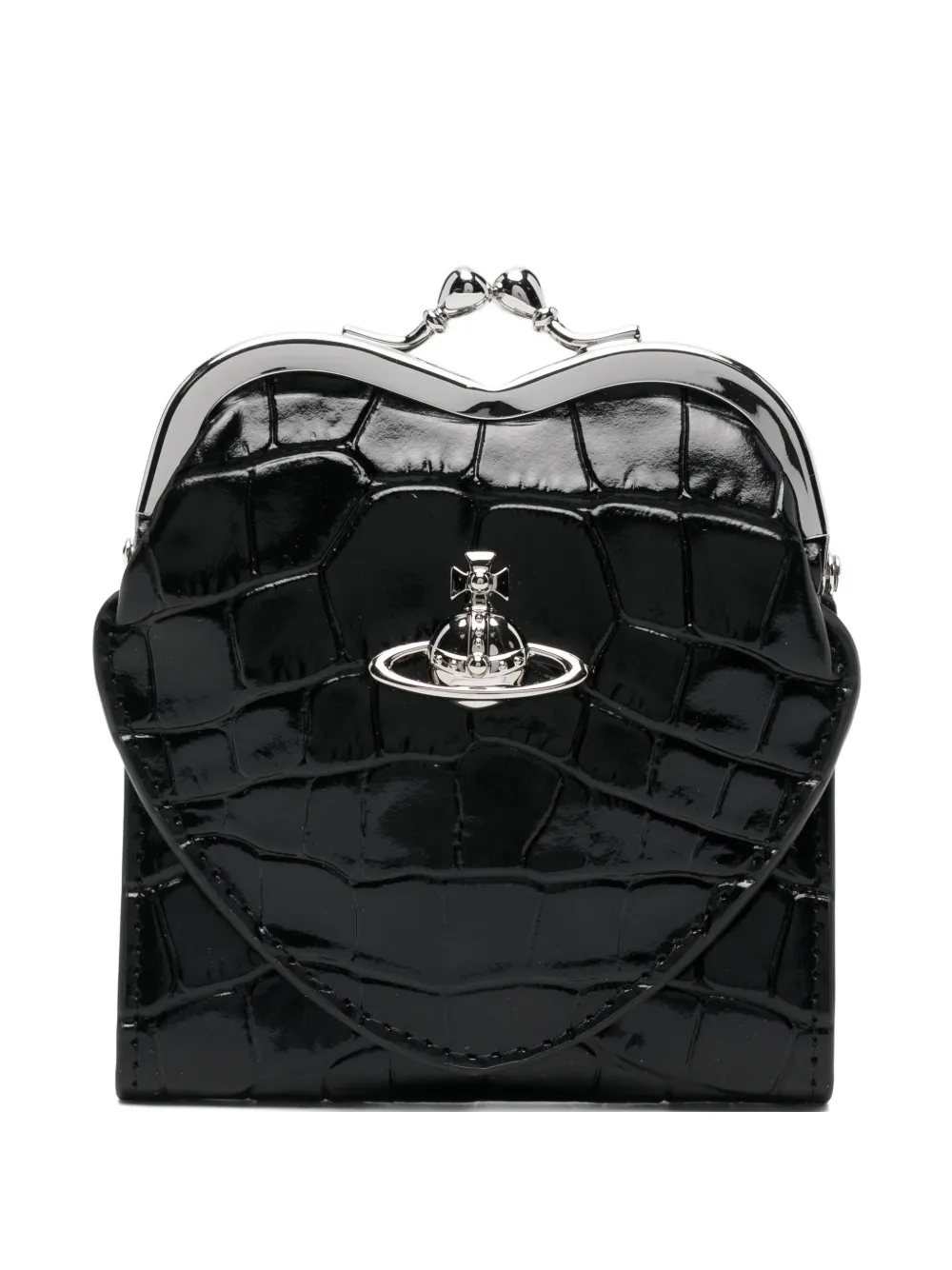 Vivienne Westwood heart-frame croc-embossed wallet - Nero