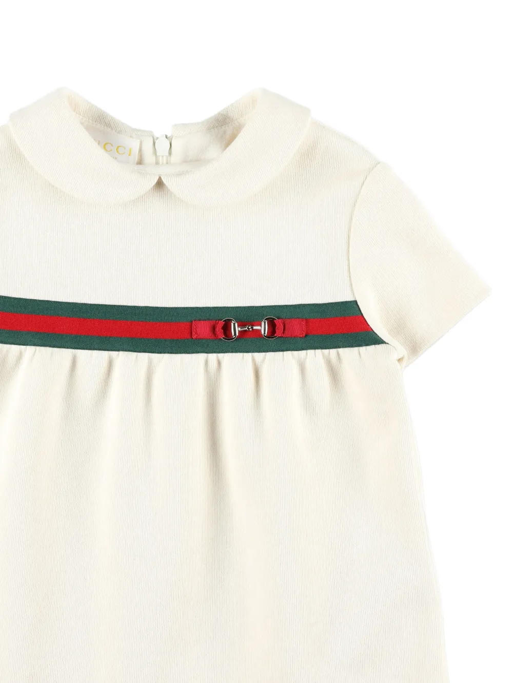 Gucci Kids Jurk met ronde kraag en korte mouwen Beige