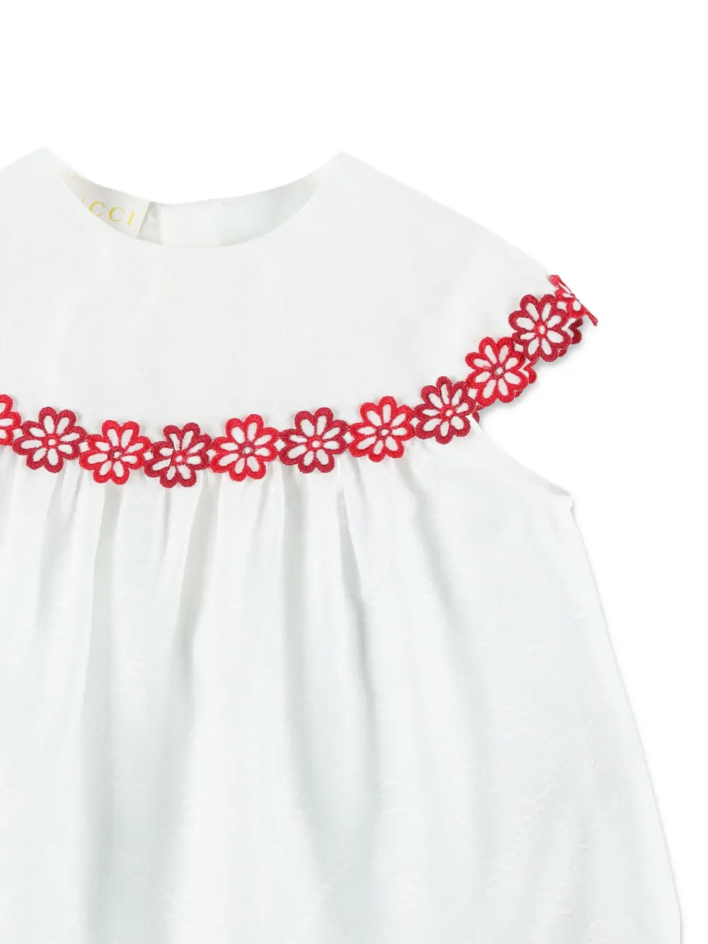  Gucci Kids Floral-trim Dress - White 