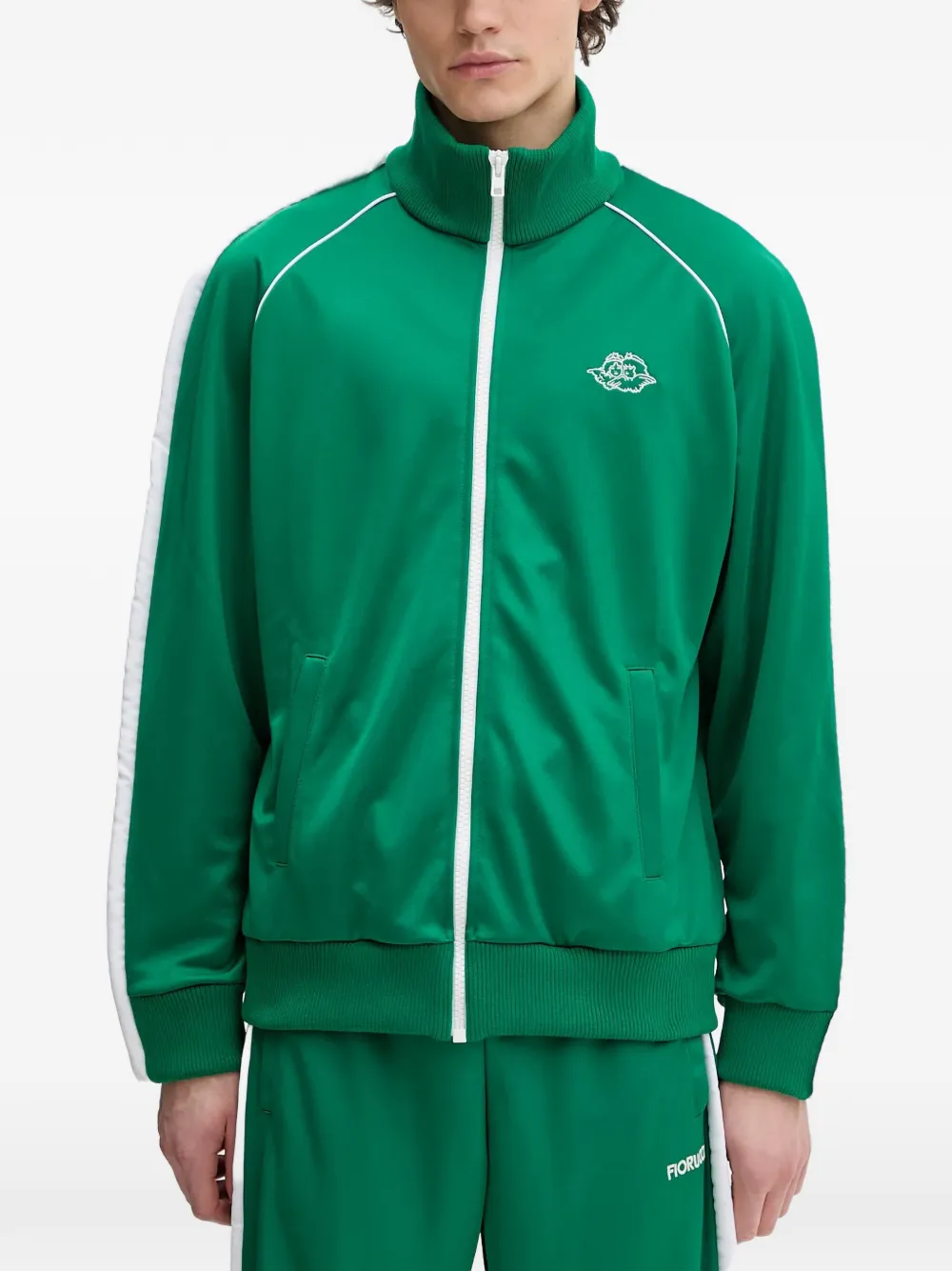 Fiorucci embroidered stripe zipped top - Verde