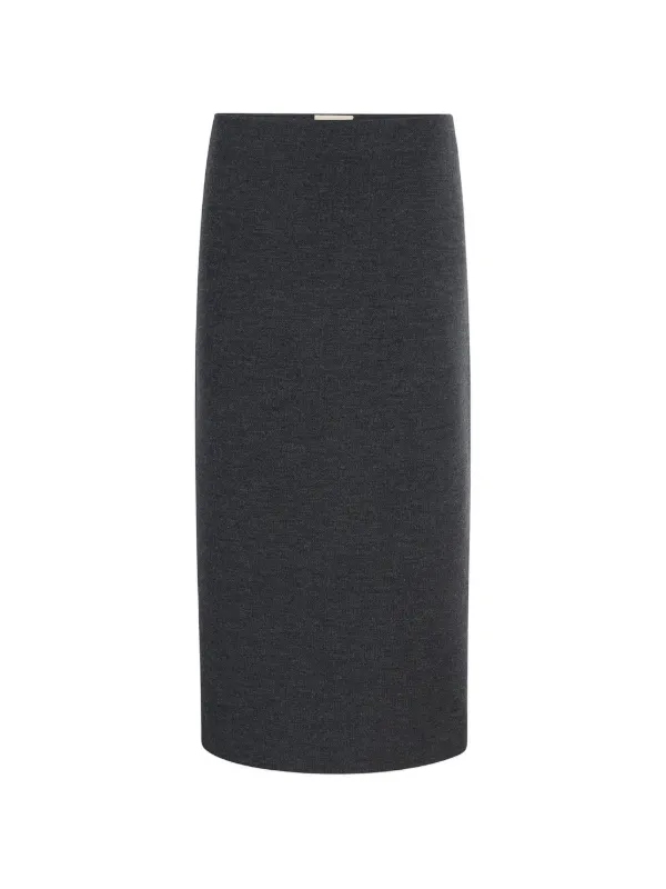 Khaite Patri Pencil Wool Midi Skirt in Blue