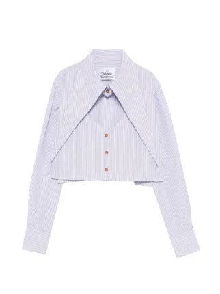 Vivienne Westwood Seersucking Stripe Button Crop Shirt | White