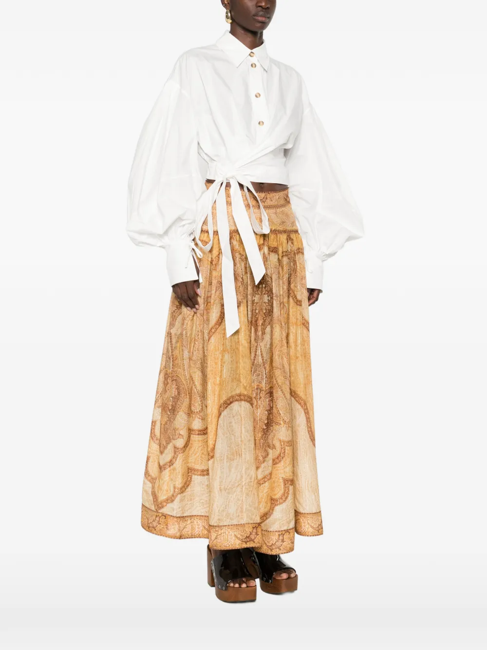  Zimmermann Rebellion Balloon-sleeve Tie Blouse - White 
