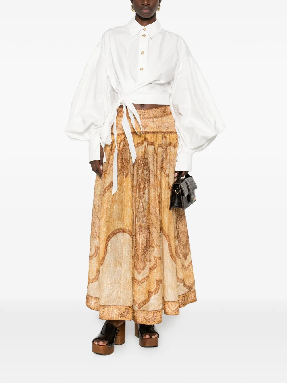 ZIMMERMANN Rebellion balloon-sleeve tie blouse - Wit