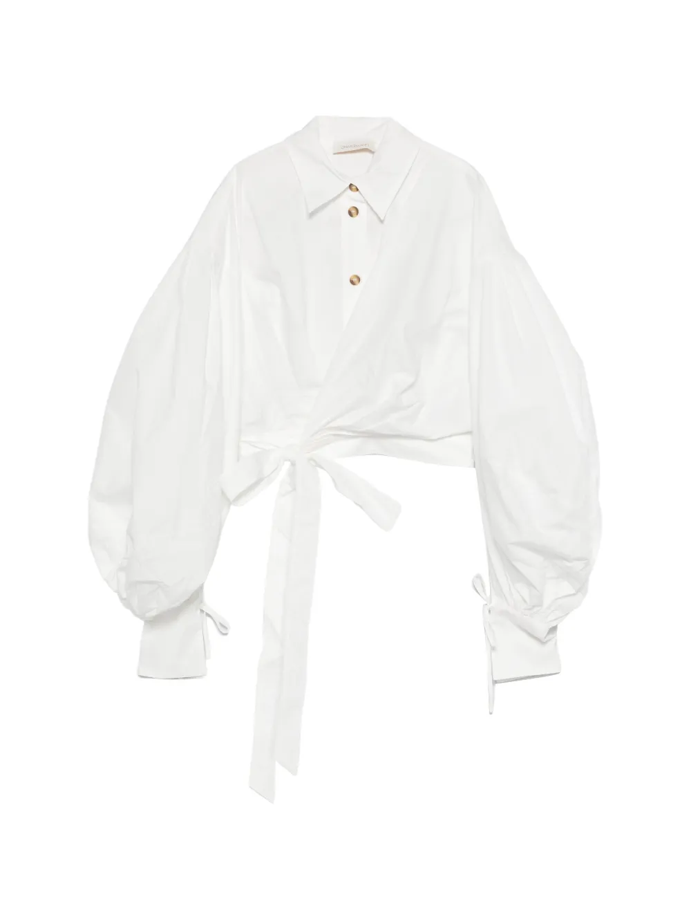 ZIMMERMANN Rebellion balloon-sleeve tie blouse - Bianco