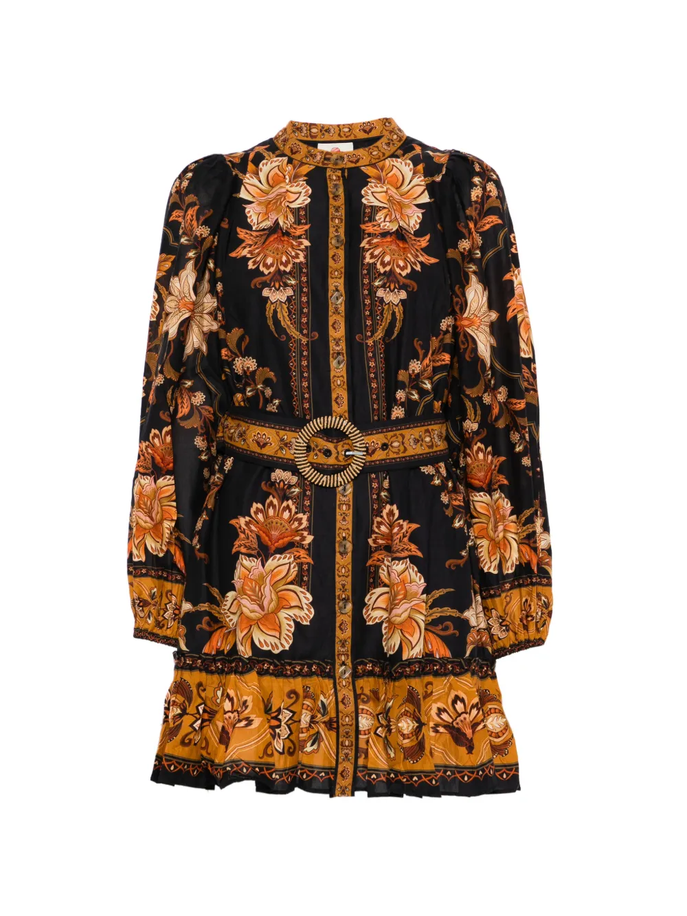 FARM Rio floral-print belted dress - Nero