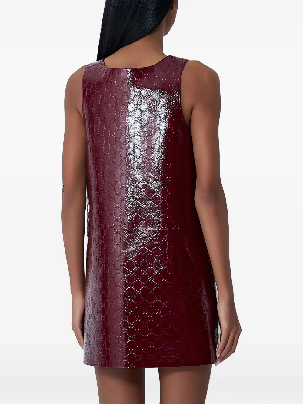  Gucci Logo-embossed Scoop-neck Mini Dress - Red 