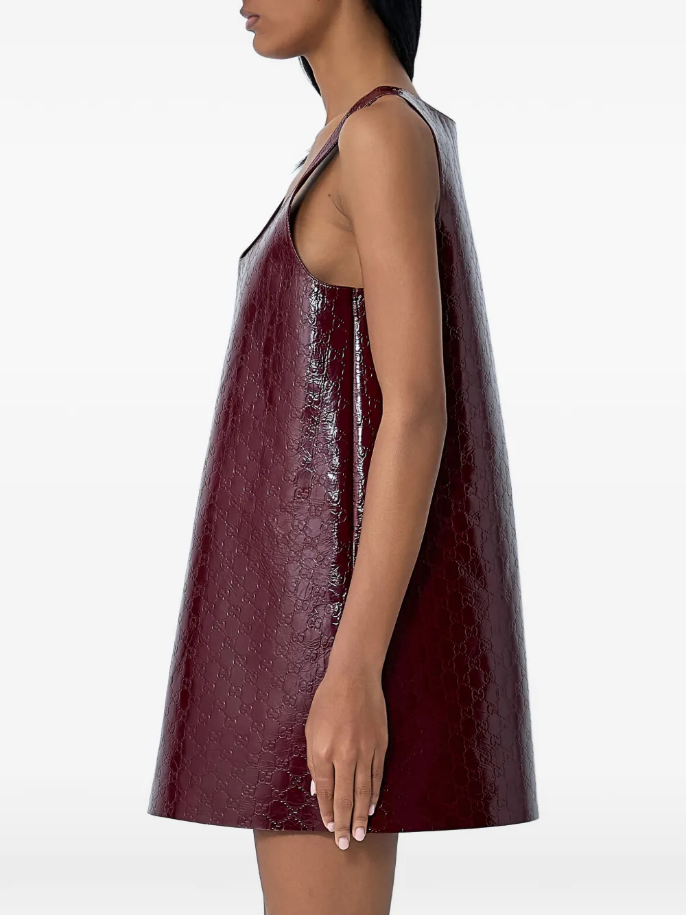 Gucci logo-embossed scoop-neck mini dress - Rood