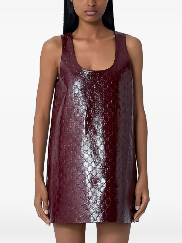 Gucci Logo-embossed Scoop-neck Mini Dress in Red
