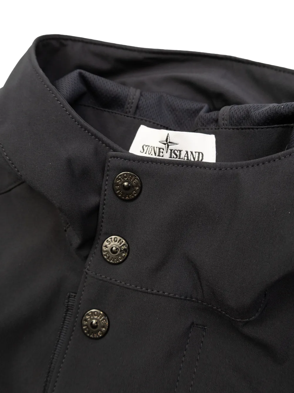 Stone Island Junior Jas met capuchon en knoop Blauw