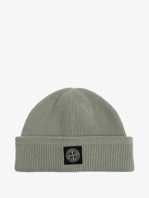 Stone Island gorro de canalé con parche del logo