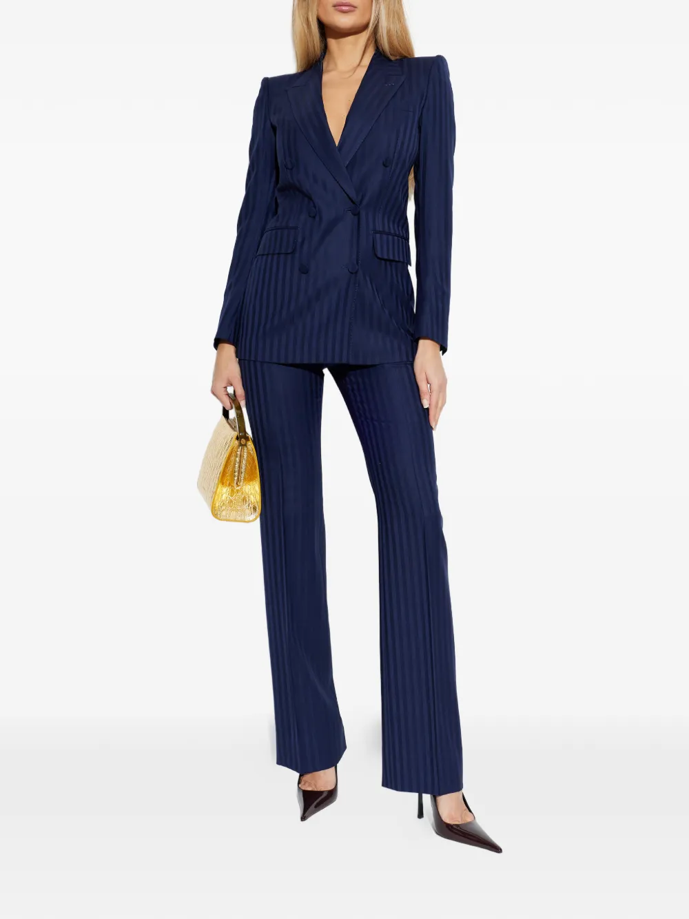 Tom Ford Striped Double-breasted Jacket - Blue 