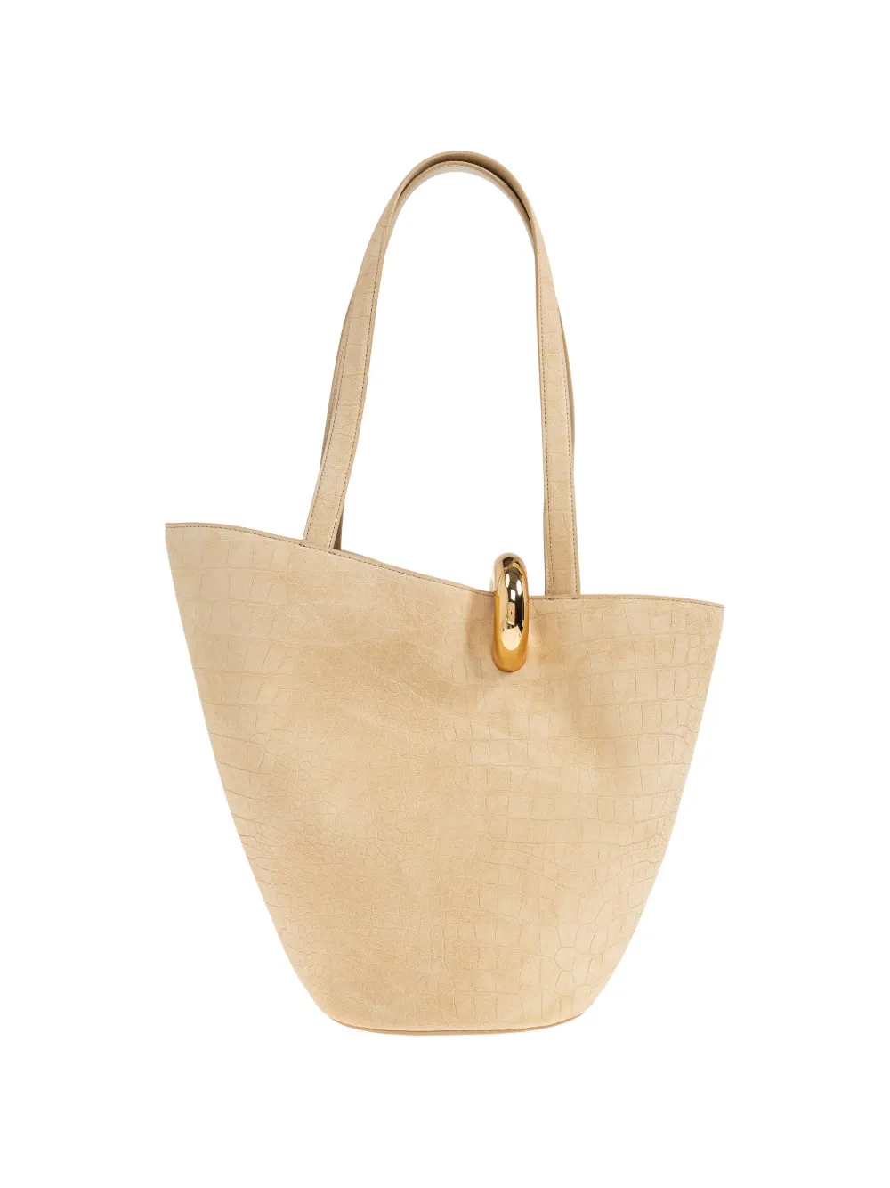 Jacquemus The Medium Bambola schoudertas met krokodillen-reliëf Beige