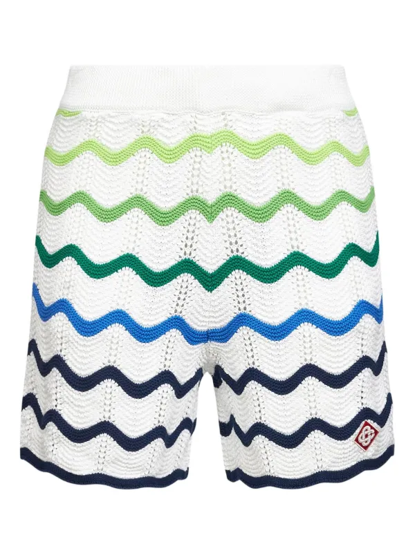 Casablanca Wave Knitted Shorts in White