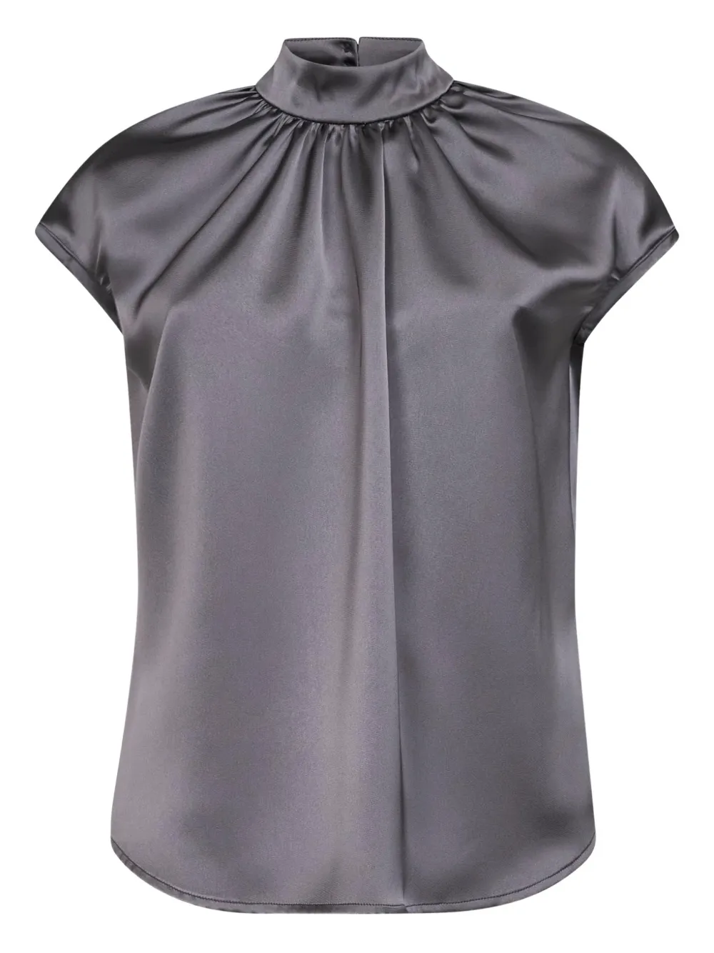 Blanca Vita gathered stand-collar top - Grigio