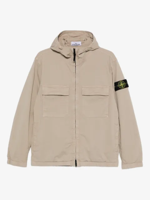 Stone Island 4100077 stretch organic cotton twill hooded jacket with anti-drop