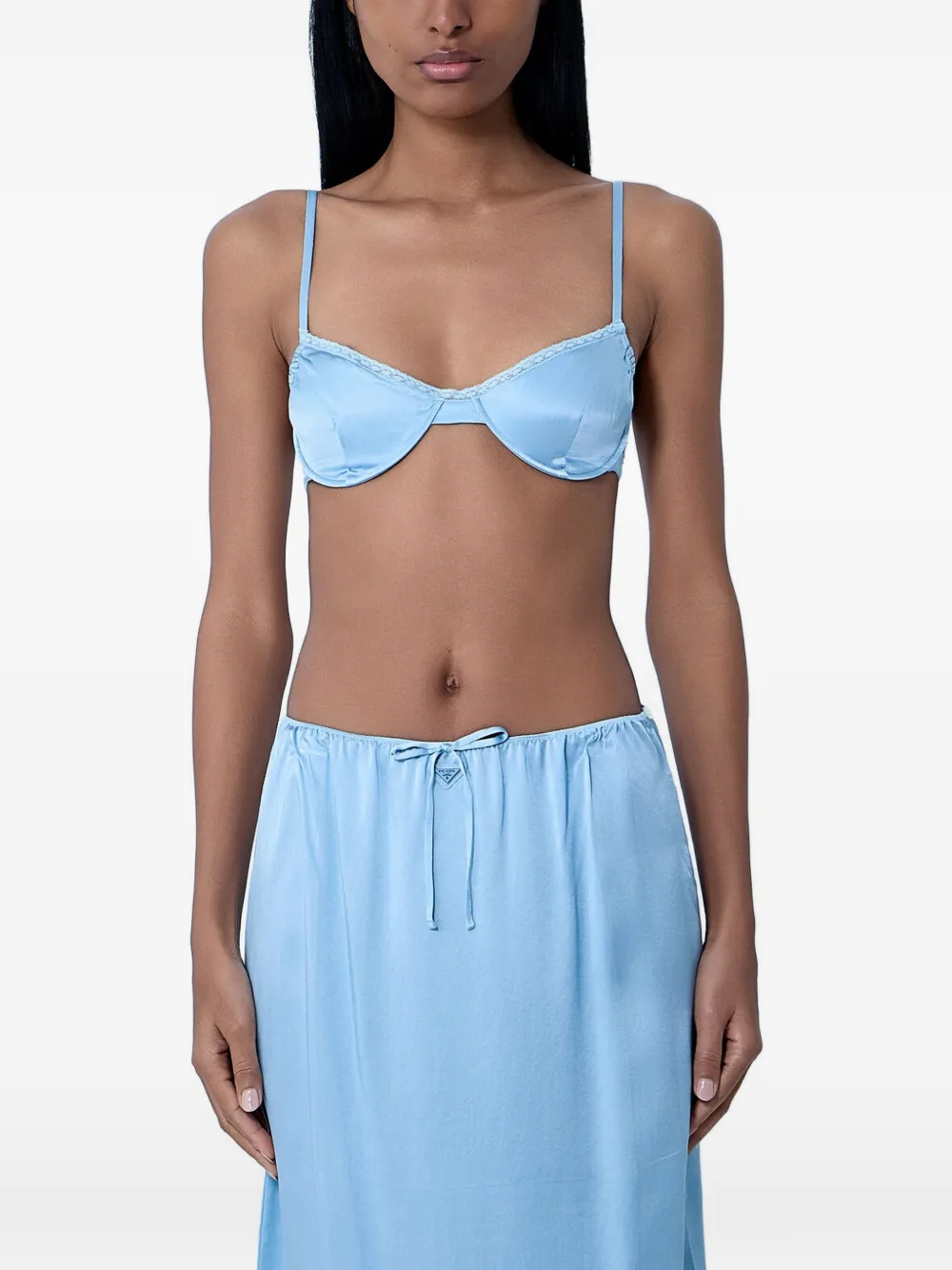 Prada underwired silk-satin bralette - Blau