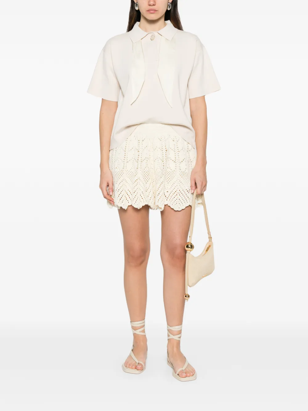 Forte Forte tie knit polo top - Beige