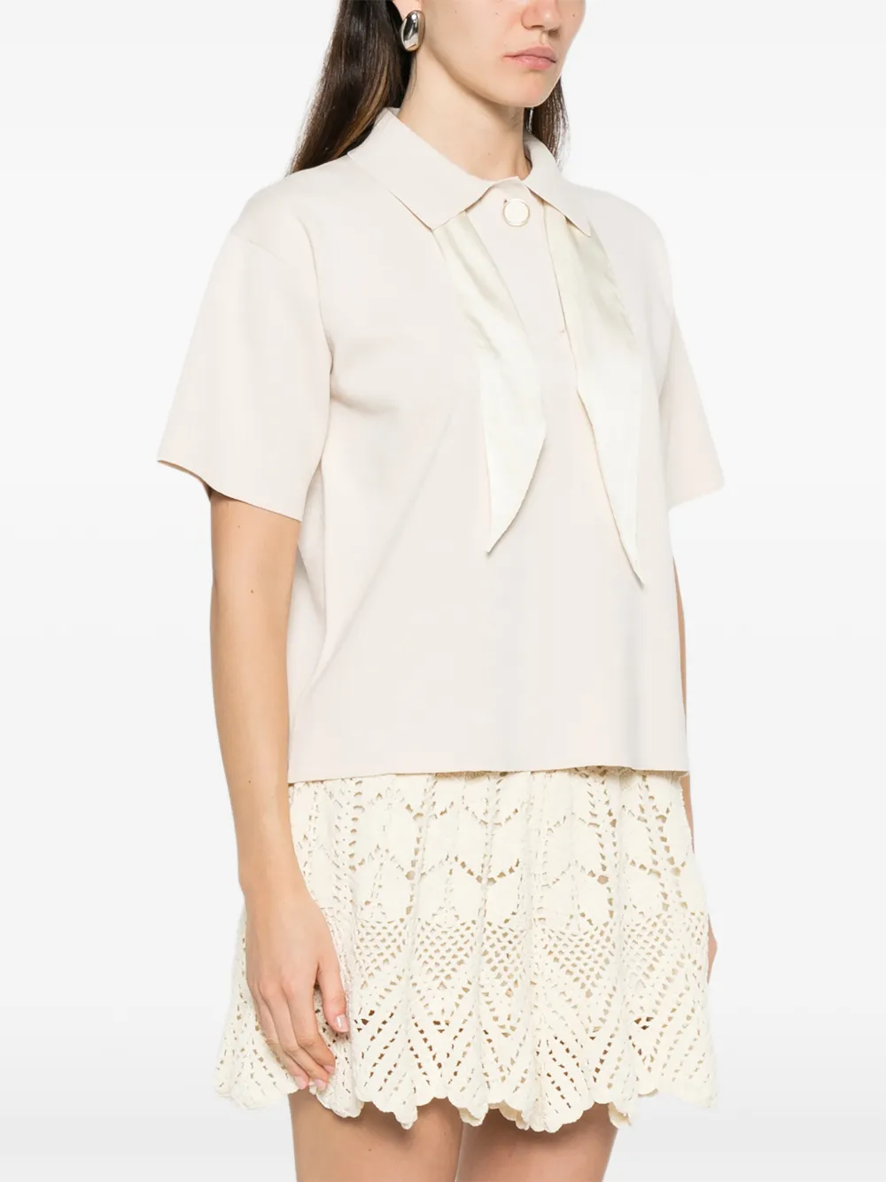  Forte Forte Tie Knit Polo Top - Neutrals 