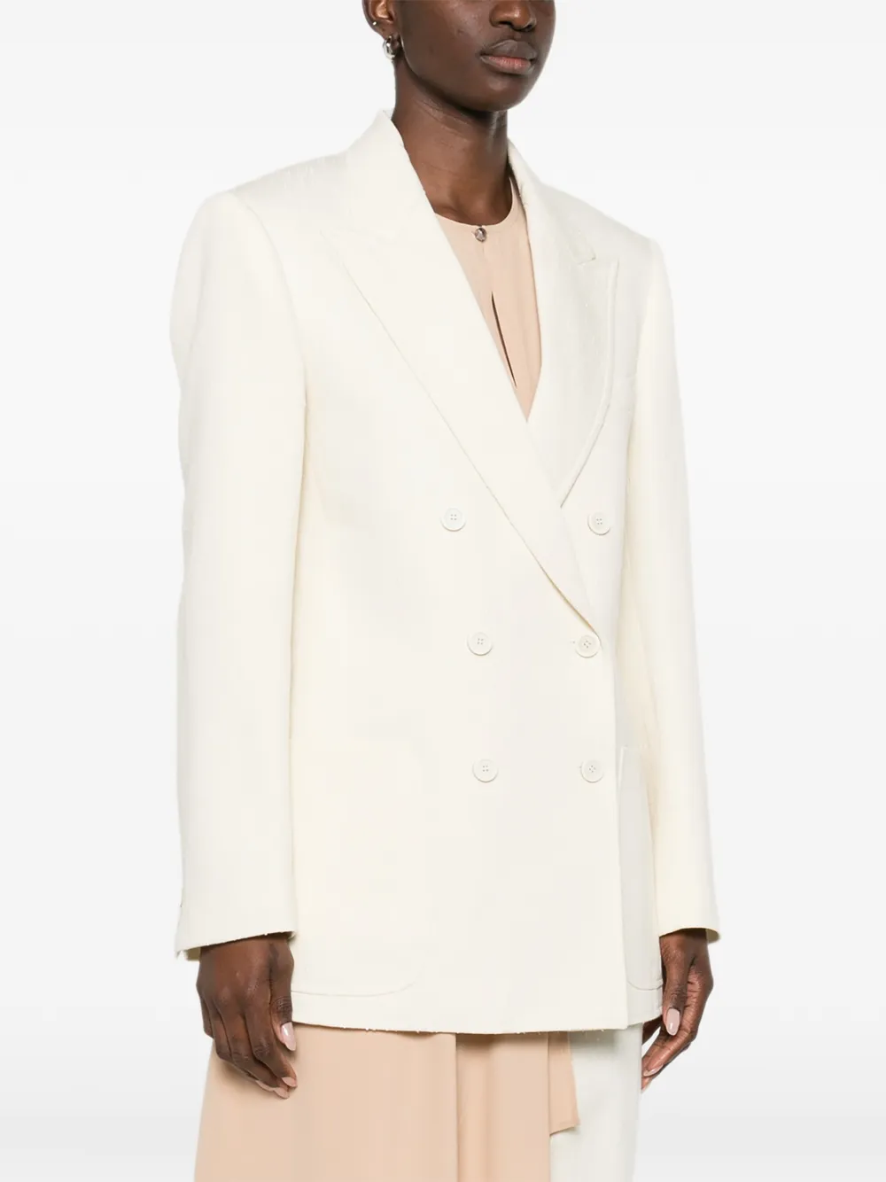 Fabiana Filippi Blazer met dubbele rij knopen en zak Beige