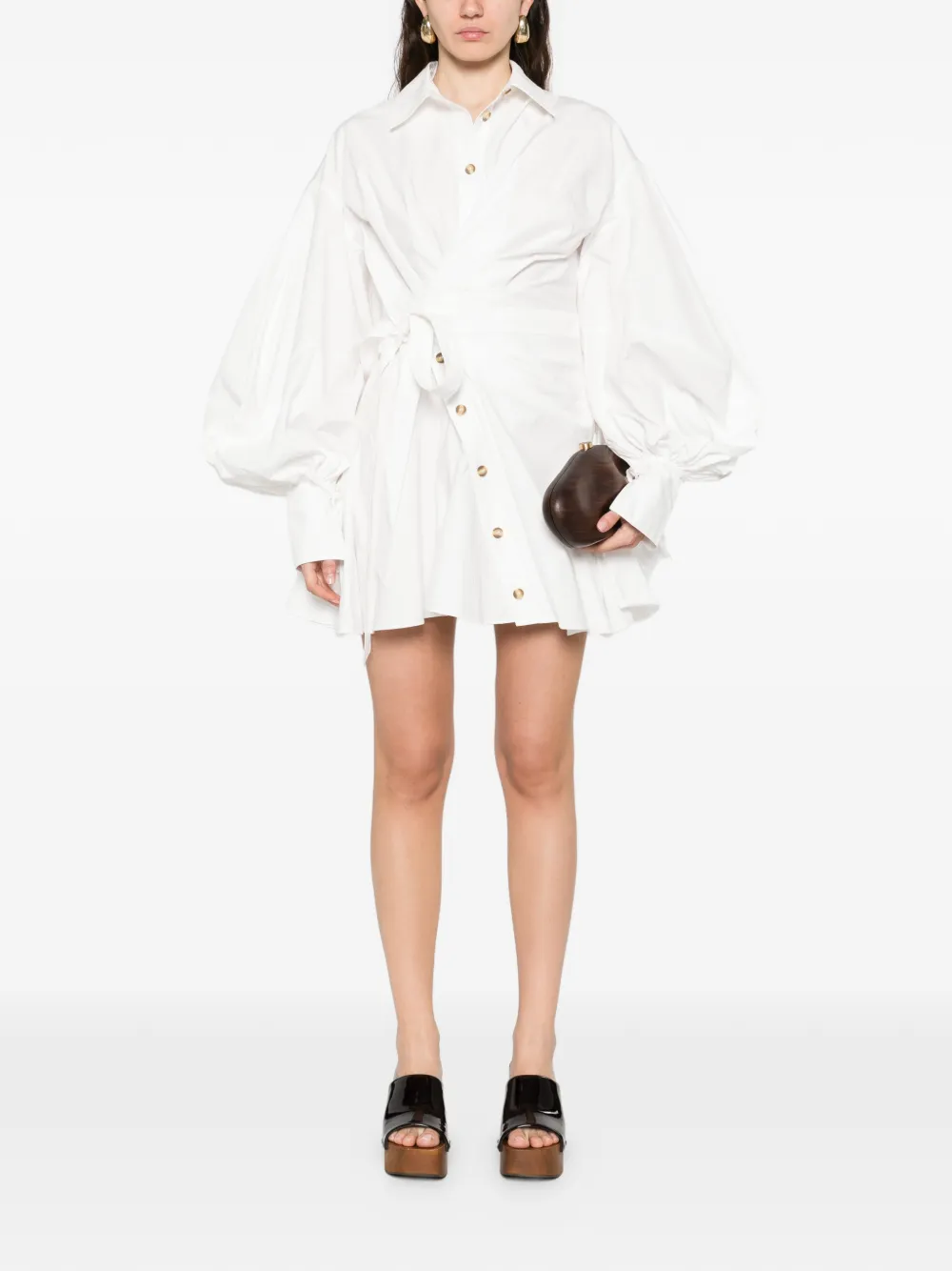 ZIMMERMANN tie-waist button mini dress - Wit