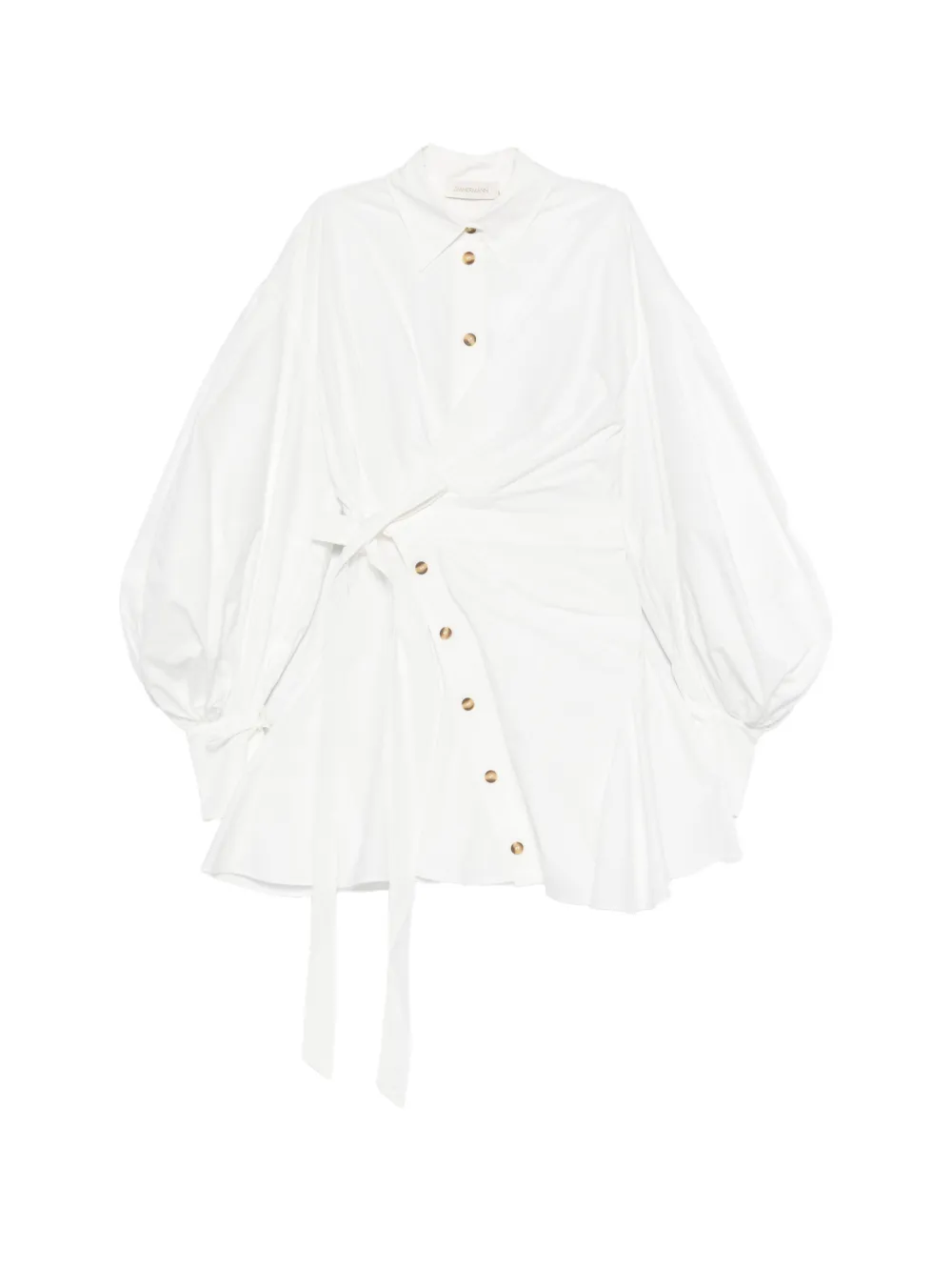 ZIMMERMANN tie-waist button mini dress - Bianco