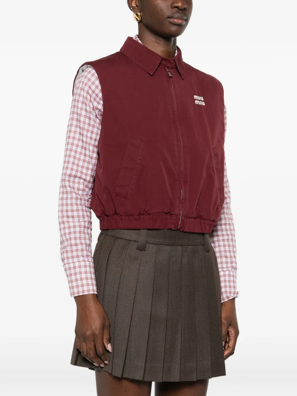 Miu Gilet met geborduurd logo Rood