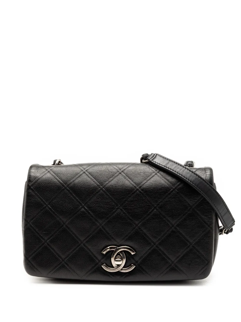 CHANEL Pre-Owned 2013-2014 Small Diamond Embossed Calfskin New Chic Flap crossbody bag - Nero