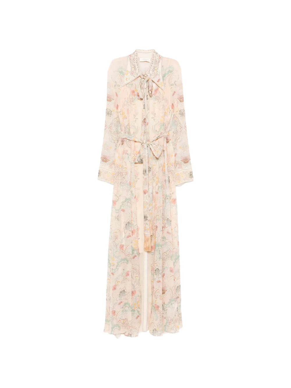 ZIMMERMANN floral-print tie-neck maxi dress - Toni neutri
