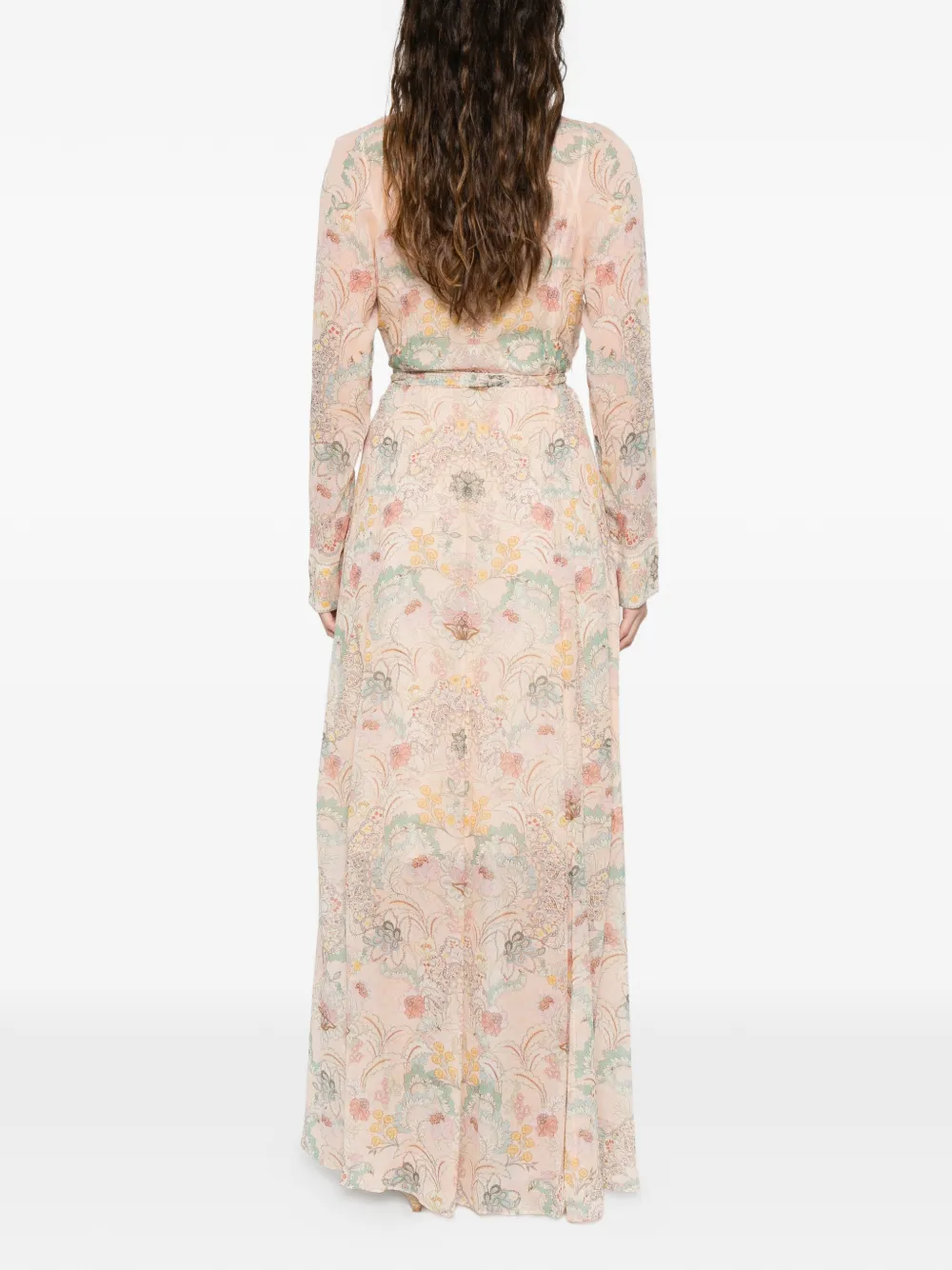 floral-print tie-neck maxi dress
