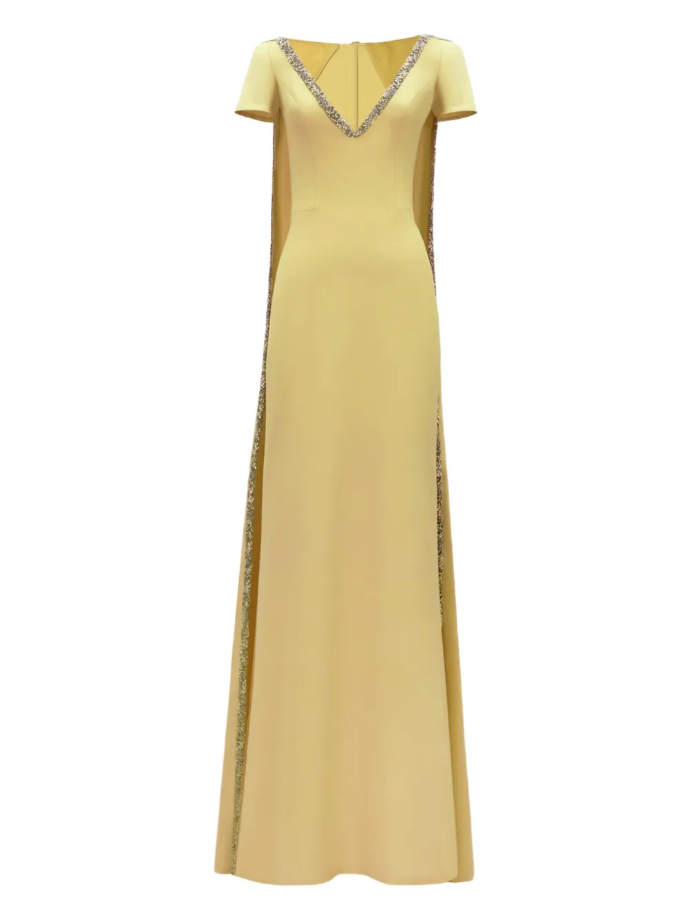 Gemy Maalouf beaded V-neck cape dress - Giallo