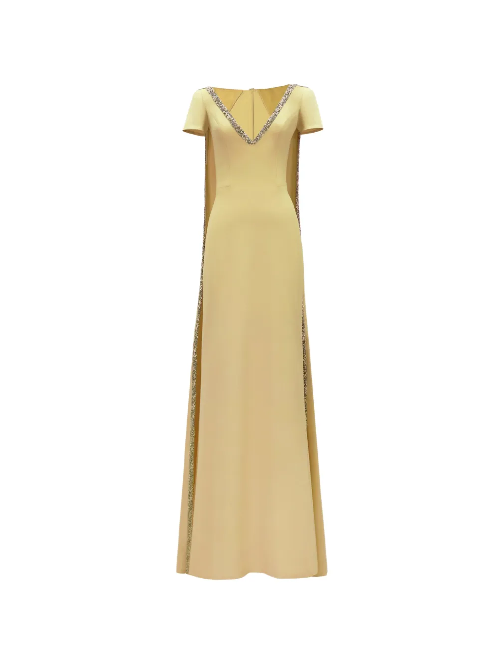Gemy Maalouf beaded V-neck cape dress - Giallo