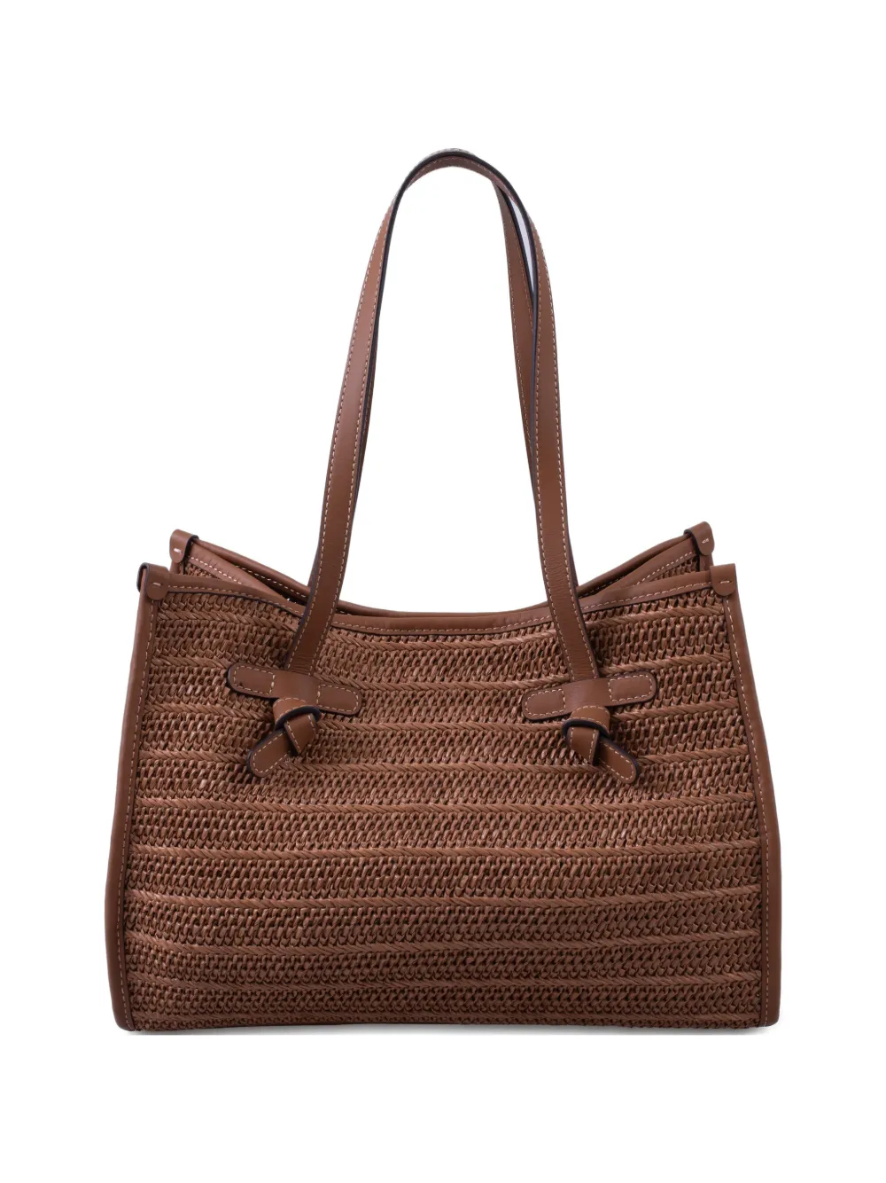GIANNI CHIARINI Marcella raffia tote bag - Marrone