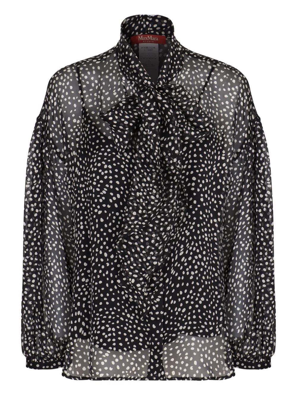 Max Mara Blusa a pois semi trasparente - Nero