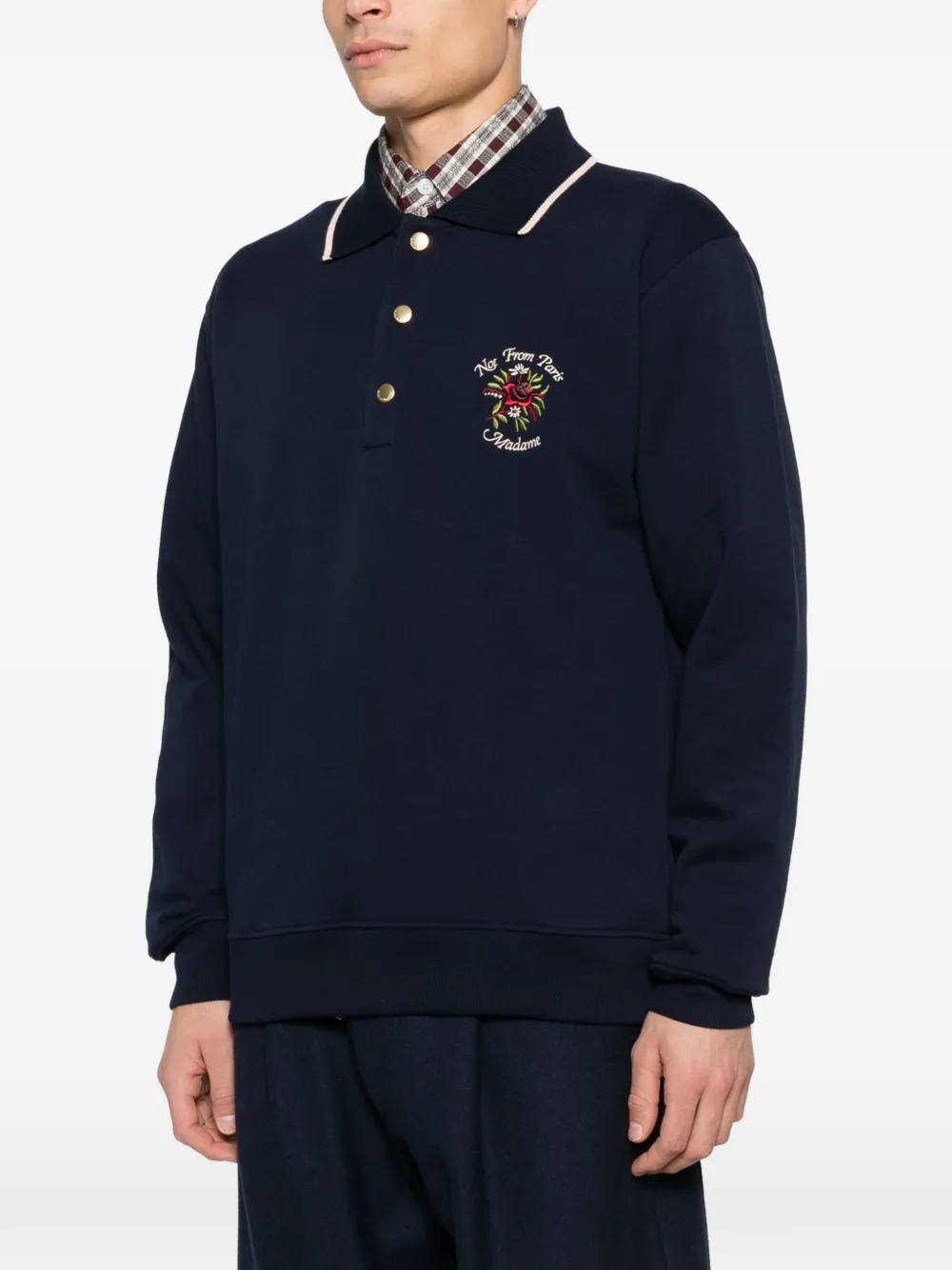 Drôle De Monsieur Sweater met borduurwerk Blauw