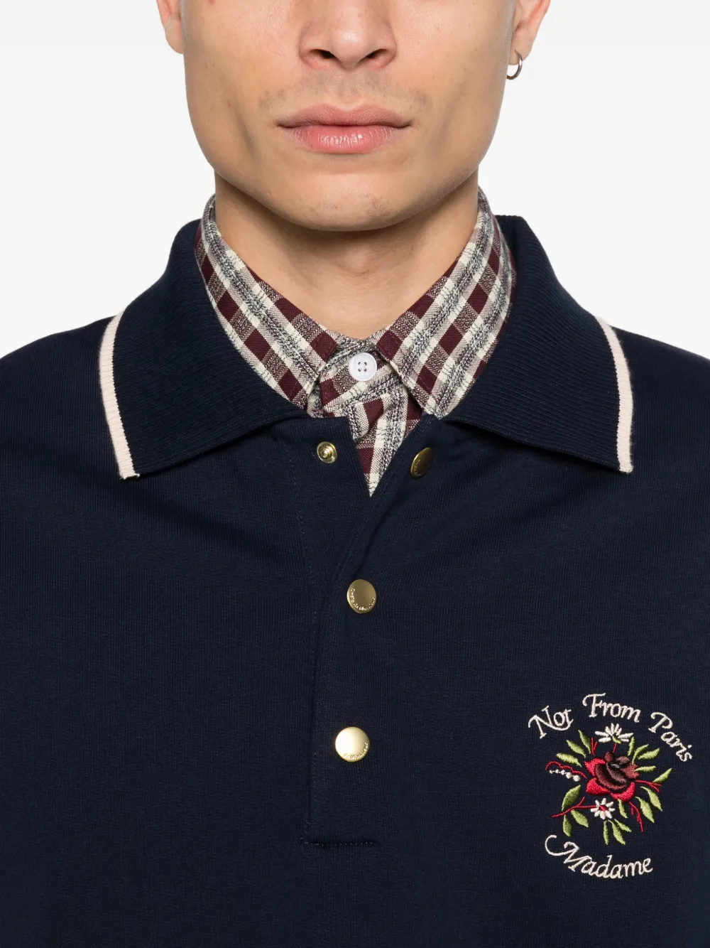 Drôle De Monsieur Sweater met borduurwerk Blauw