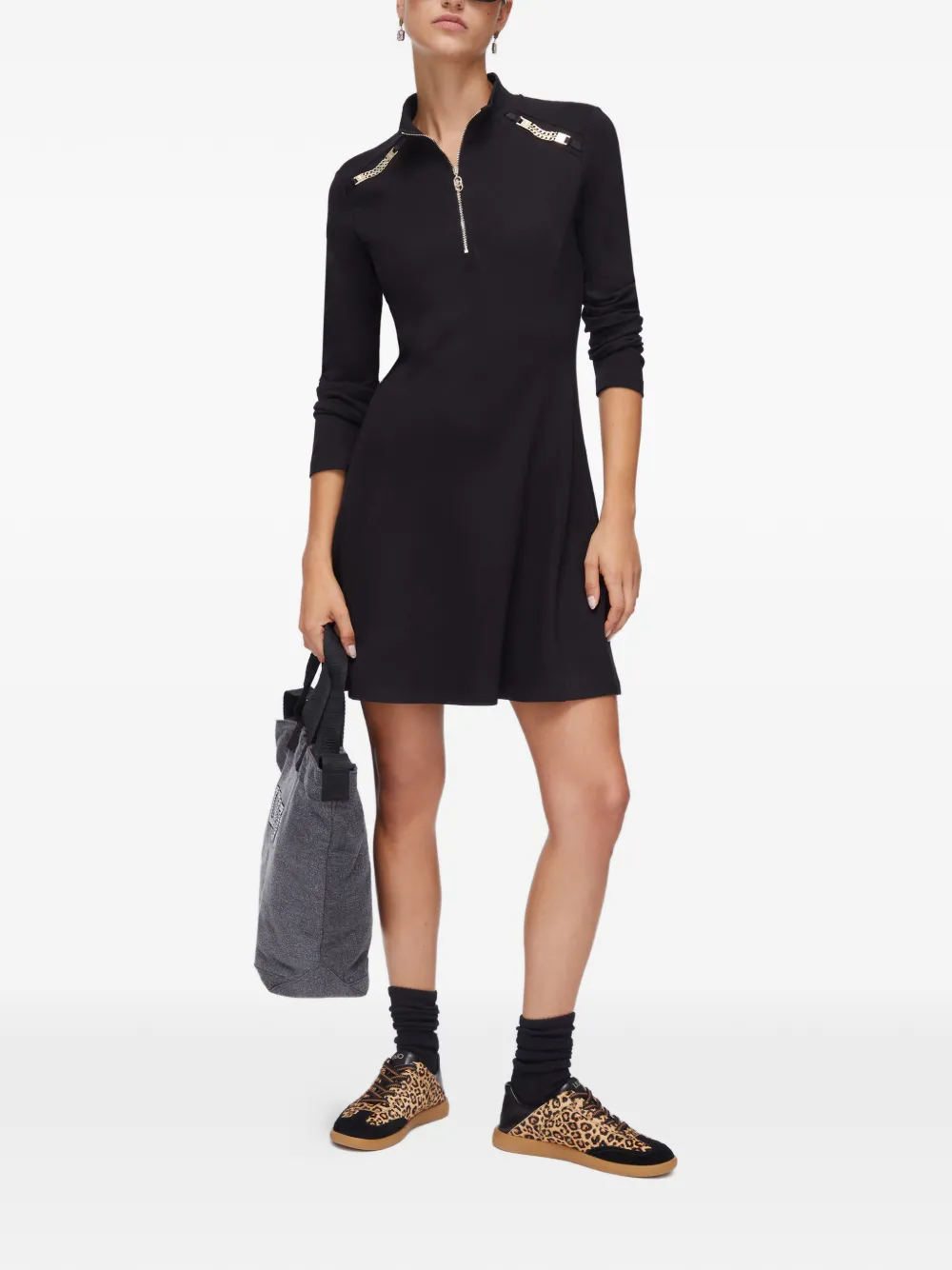 LIU JO half-zip knitted dress - Zwart