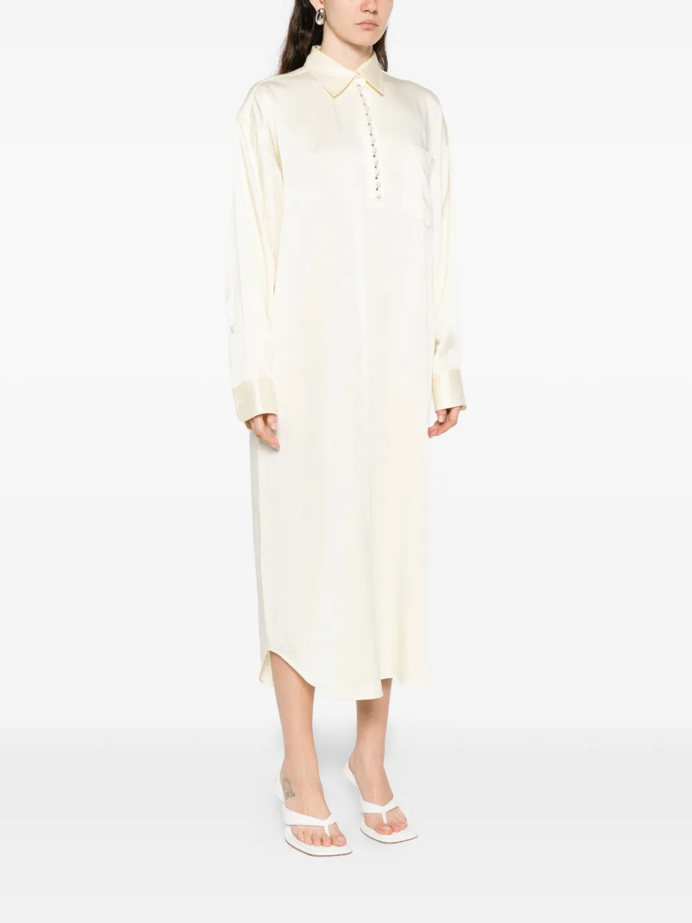  Stella Mccartney Button Pocket Midi Dress - Neutrals 