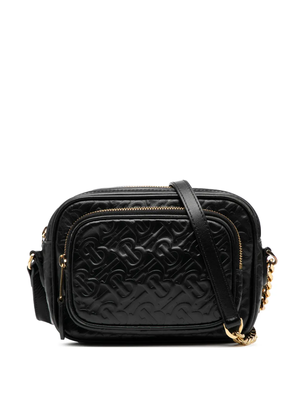 Burberry Pre-Owned 2000-2017 Embossed Calfskin TB Monogram Camera Chain crossbody bag - Nero