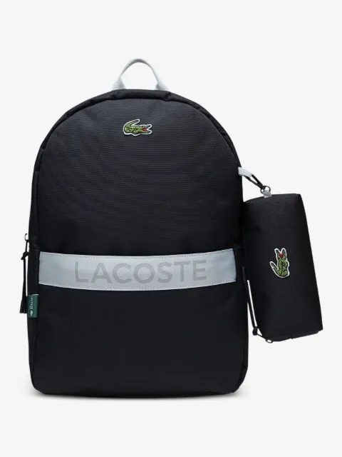 Lacoste Kids logo-appliqué backpack
