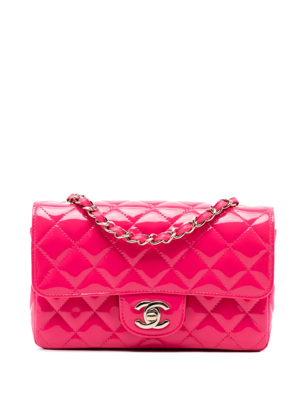 CHANEL Pre-Owned 2019 Mini Rectangular Classic Patent Single Flap crossbody bag - Rosa